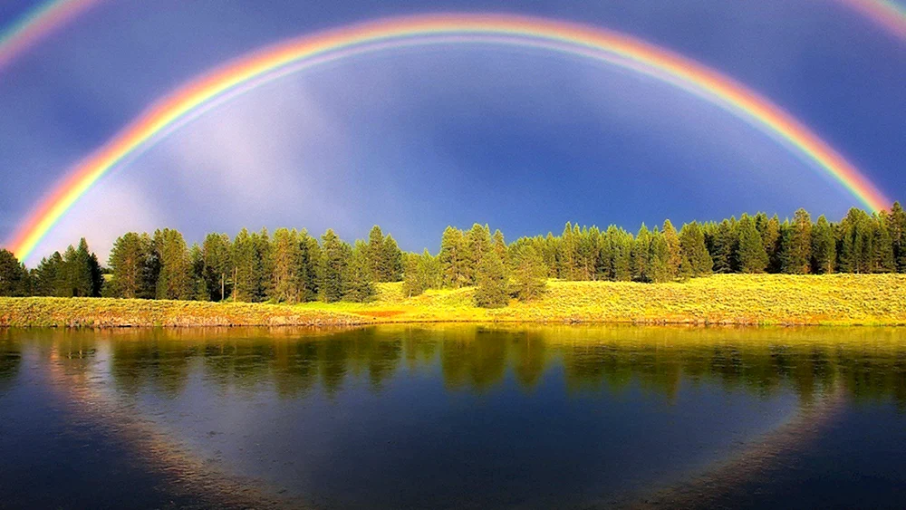 Regenbogenlandschaft mit Regenbogen Robert Duncanson