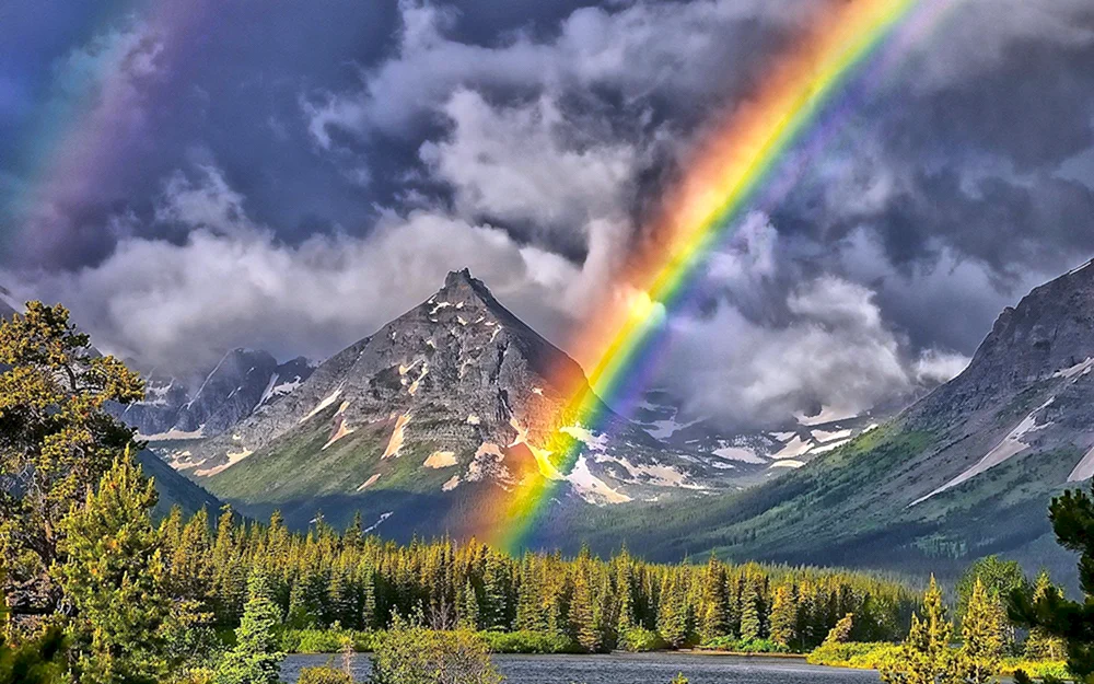 Regenbogenlandschaft mit Regenbogen Robert Duncanson