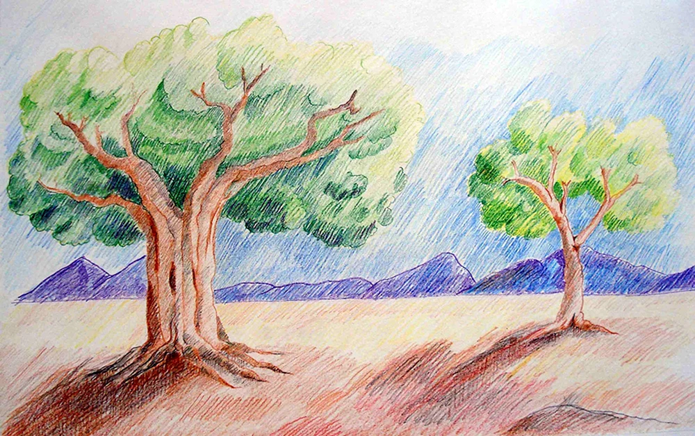 Bleistiftlandschaft zum Zeichnen leicht