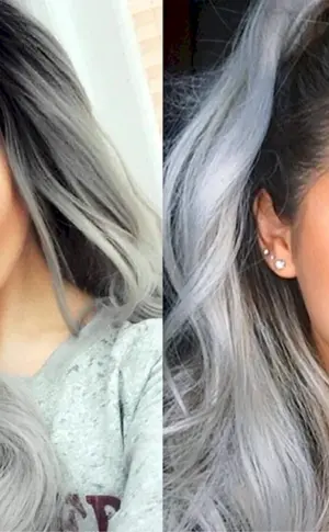 Ashy hair colour with dark roots