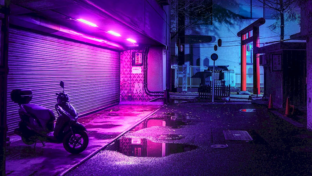 Dunkle Cyberpunk Gasse