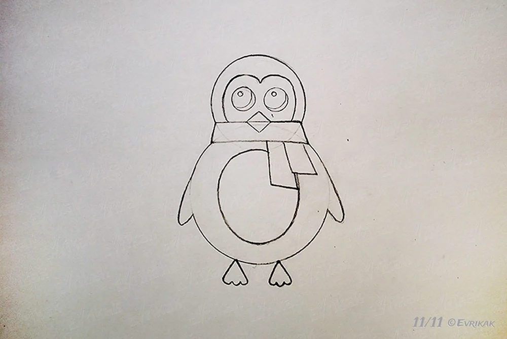 Pinguin mit Bleistift