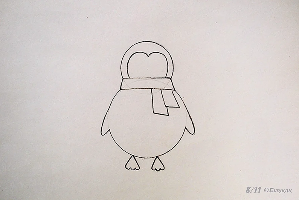 Pinguin Zeichnung in Bleistift
