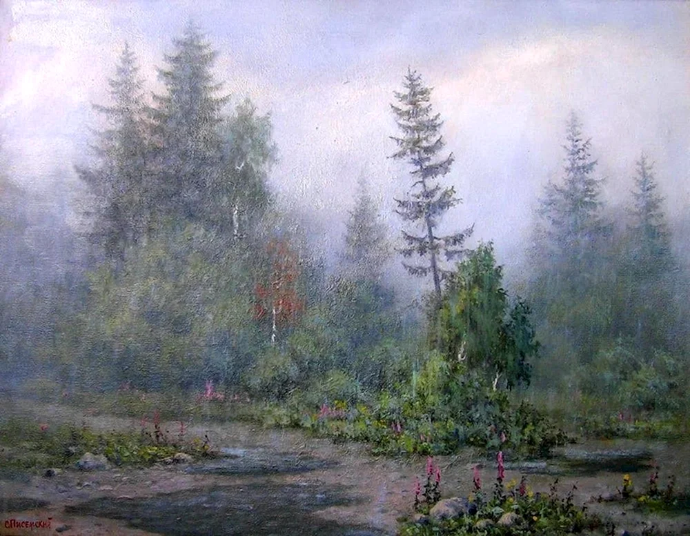 Pisemsky Alexei Alexandrovich 1859 - 1913 Landschaft Regen