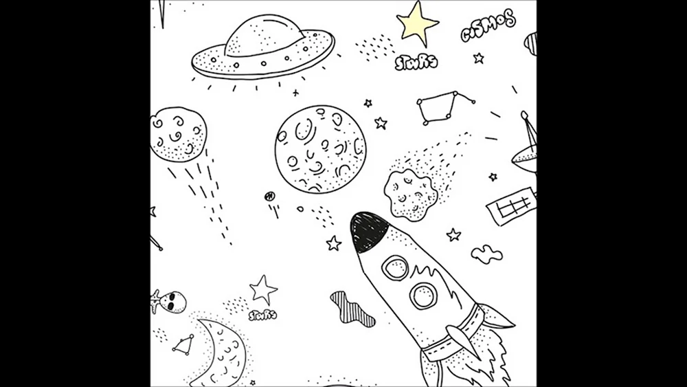 Planeten Zeichnung. Im Weltraum.