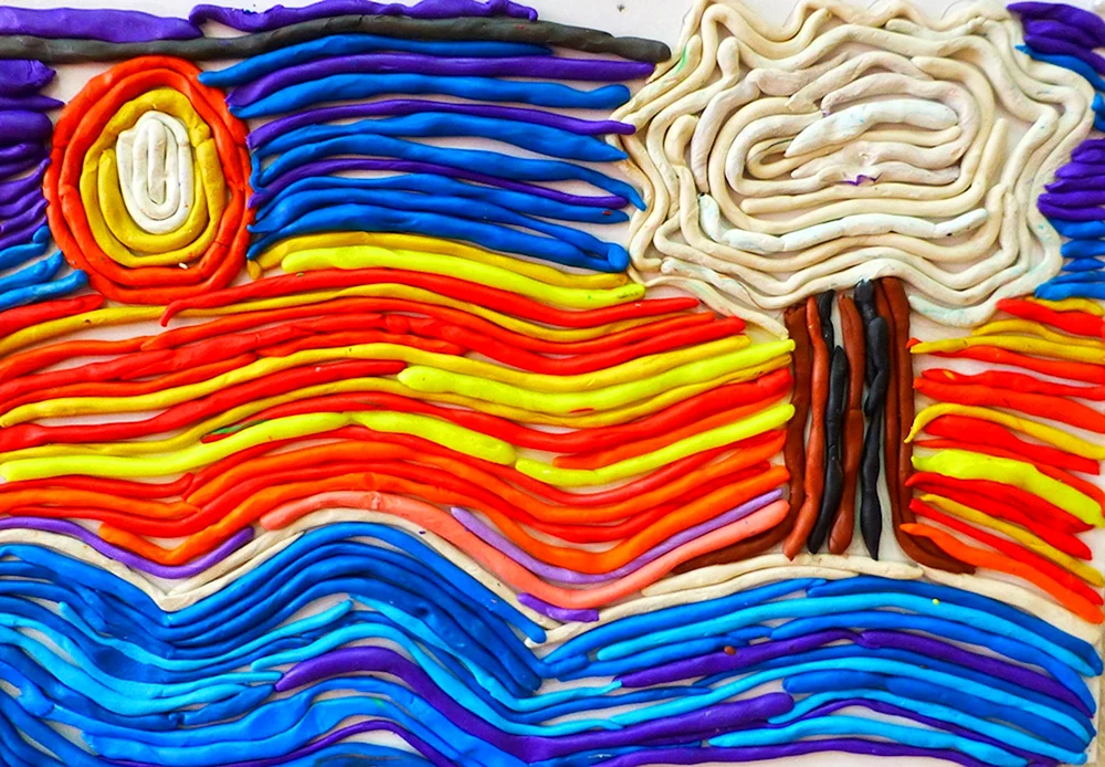 Plastilinographie Landschaft