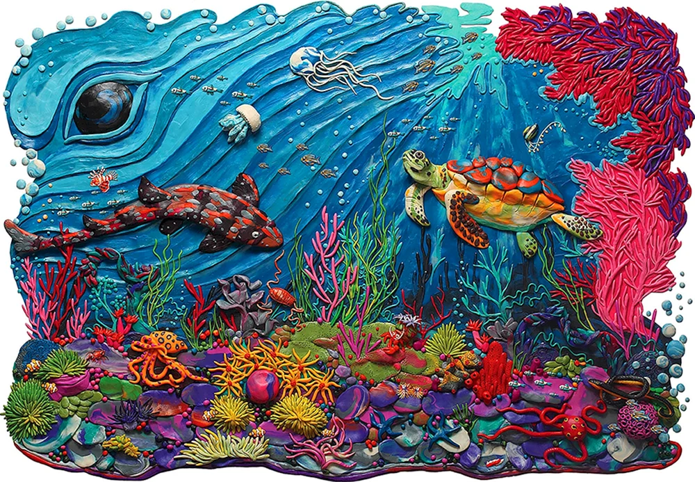Plastilinmalerei Unterwasserwelt