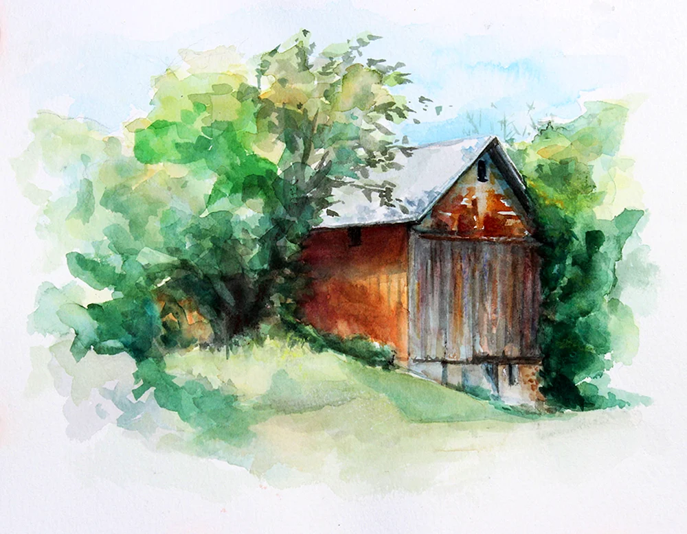 Plenary Etüde in Aquarell Dorf