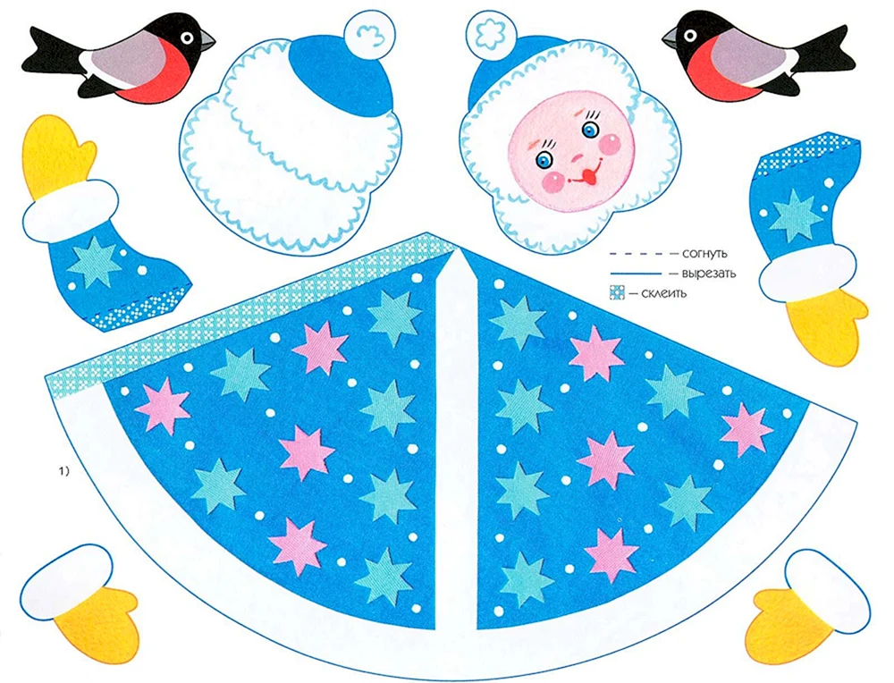 Papierbasteln vom Weihnachtsmann und Schneemädchen