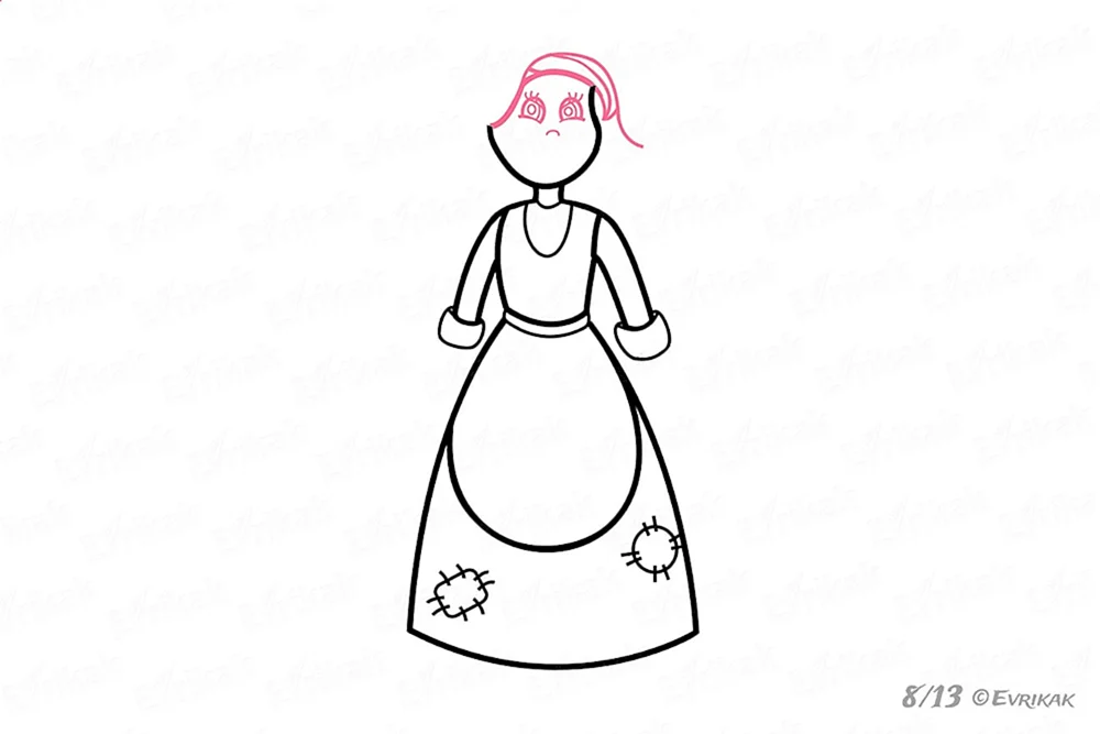 Schritt für Schritt Zeichnung von Cinderella
