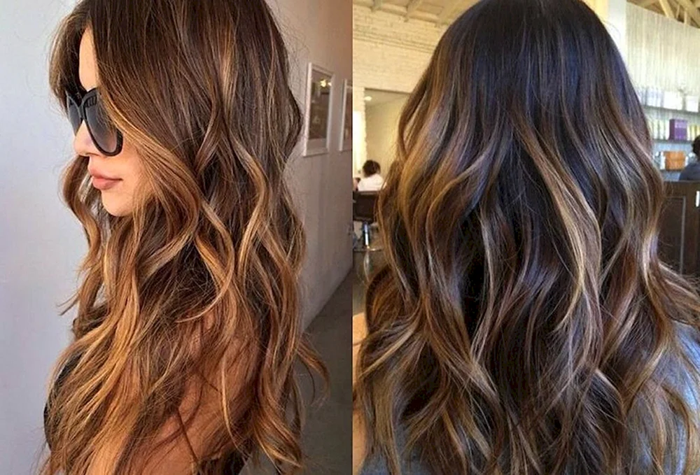 Balayage Färbung auf dunklem Haar