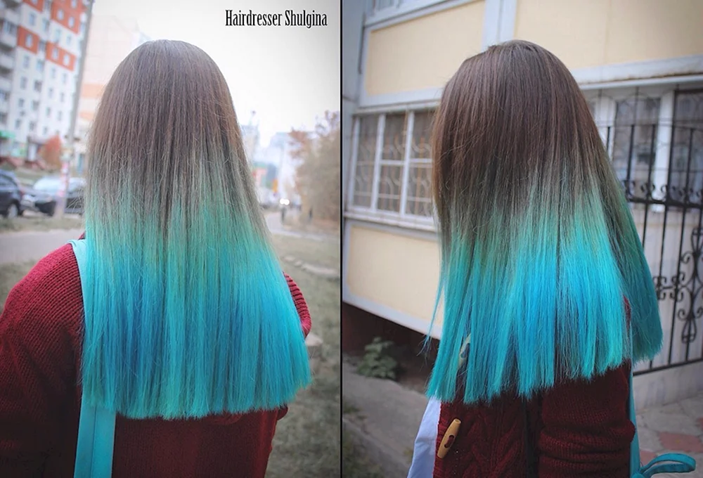 Tonische Haarfärbung auf blondem Haar Dip- Dye