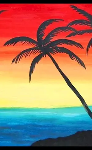Rechte Halbkugel Zeichnung Insel mit Palmen