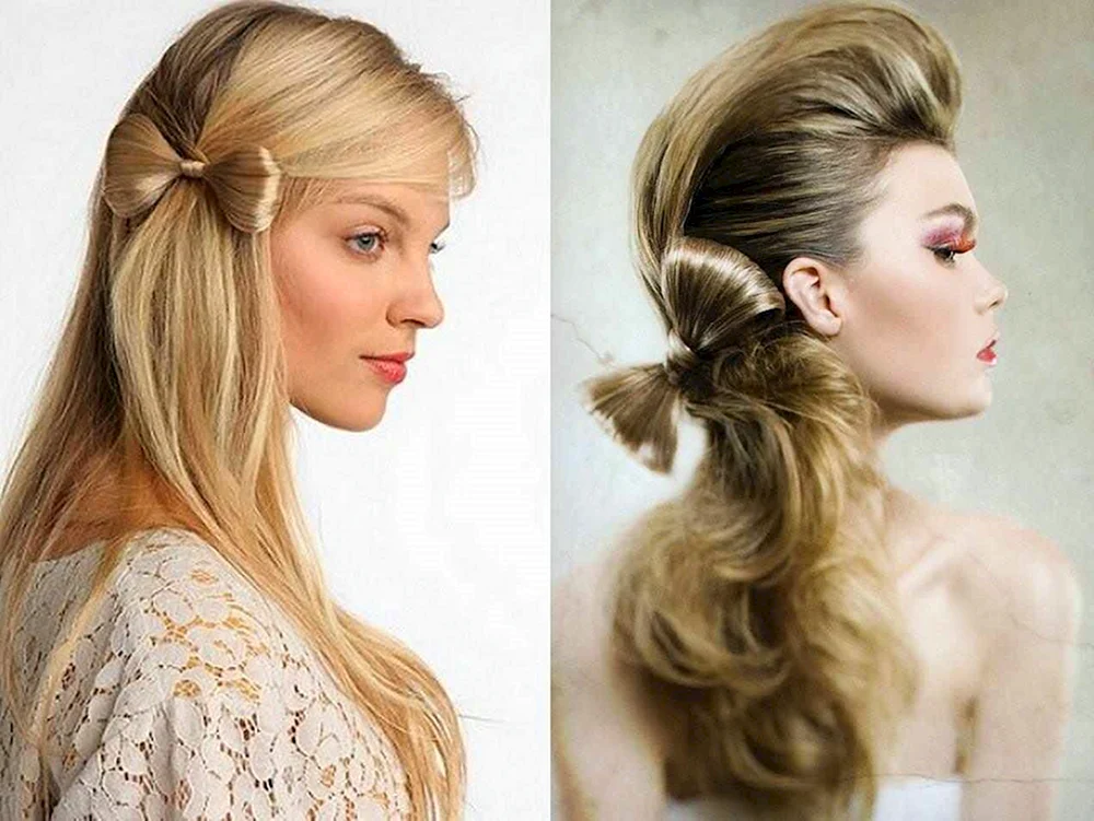 Schleifenfrisur mit Locken für ein Mädchen