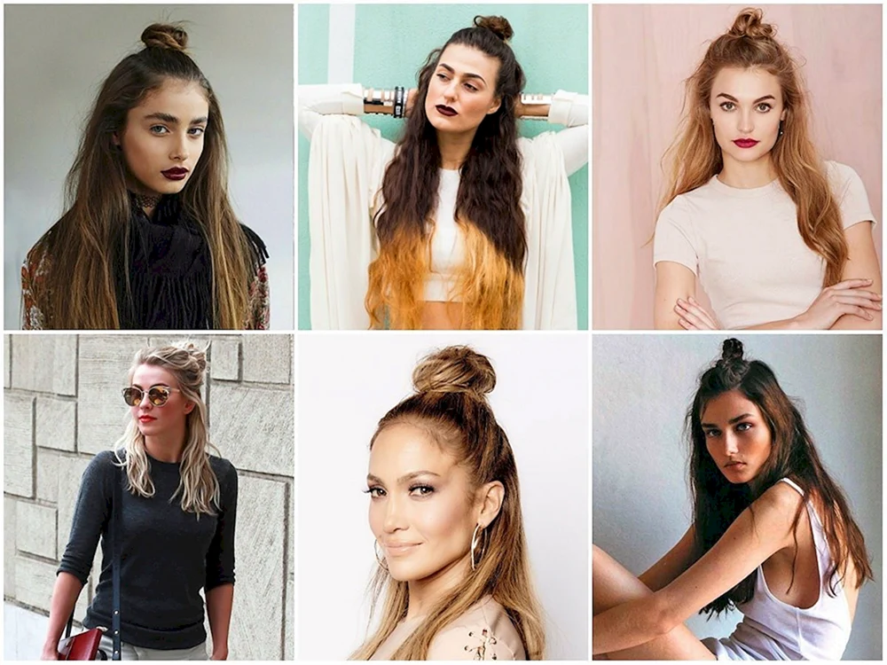 2 Pferdeschwänze mit offenem Haar