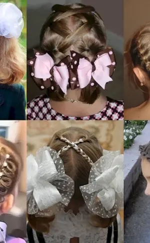 Frisur für den 1. September für ein Mädchen mit kurzen Haaren mit Schleifen