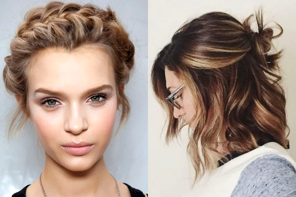 Kurze Frisuren für kurzes Haar. Zöpfe