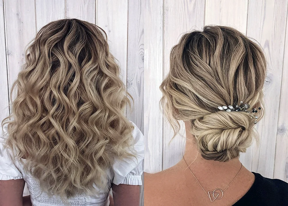 Wellen-Locken auf mittlerem Haar