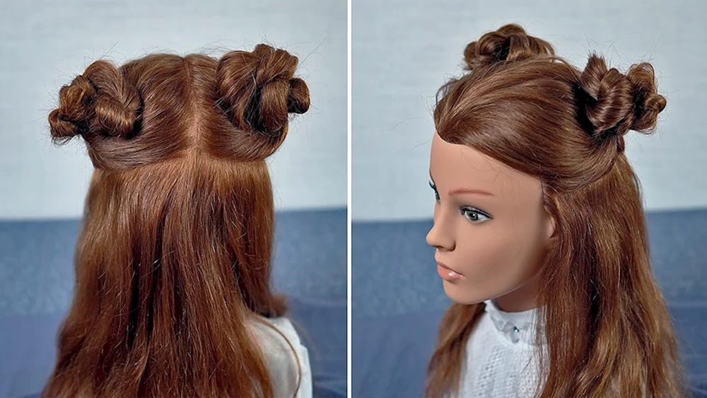 Haar mit zwei Dutts