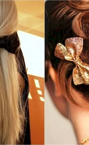 Frisur mit Haarnadel mit Schleife