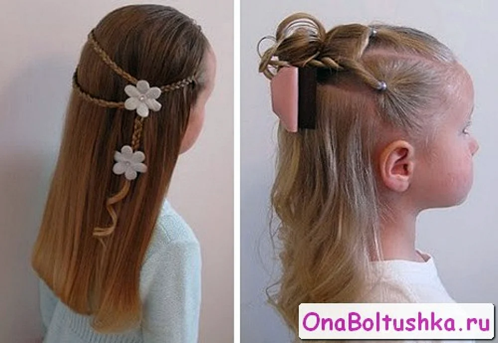 Mädchenfrisuren für Abschlussball im Kindergarten. Kindergarten