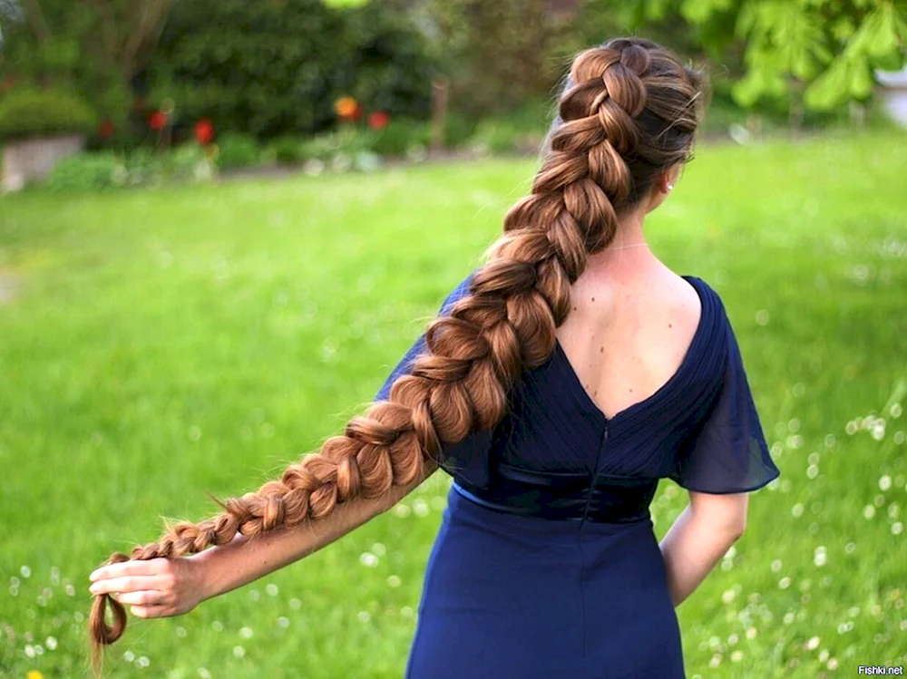 Schöne Zöpfe auf langem Haar