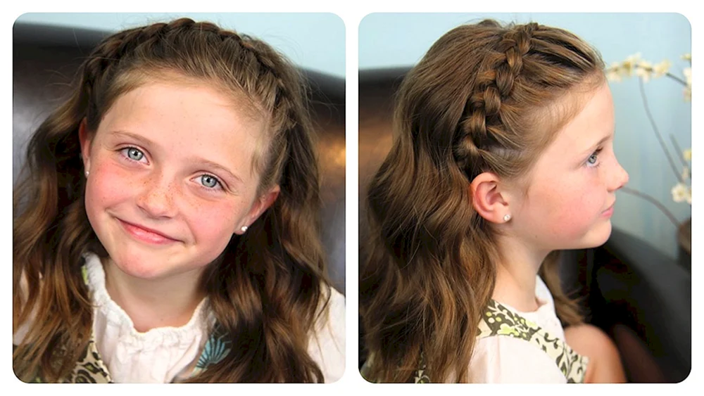 Frisur für 1. September für ein Mädchen für lange Haare mit Schleifen