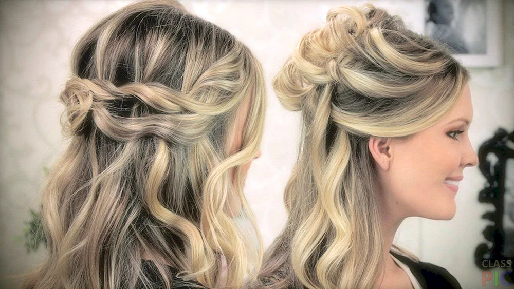 Haarlocken für mittleres Haar halb offenes Haar