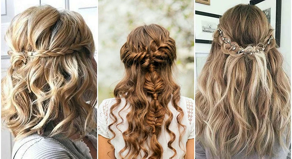 Malvinka Frisuren für mittleres Haar halb loses Haar