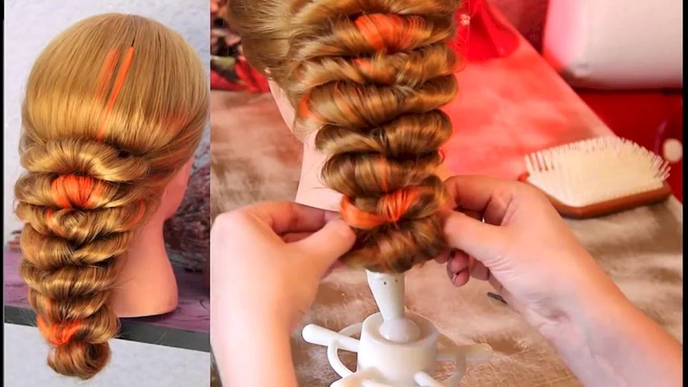 Mädchenfrisuren mit Gummibändern für mittleres Haar