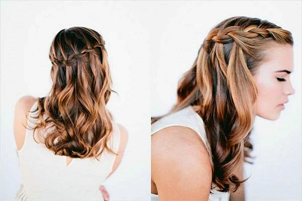 Lange Locken Frisuren mit schulterlangen Zöpfen