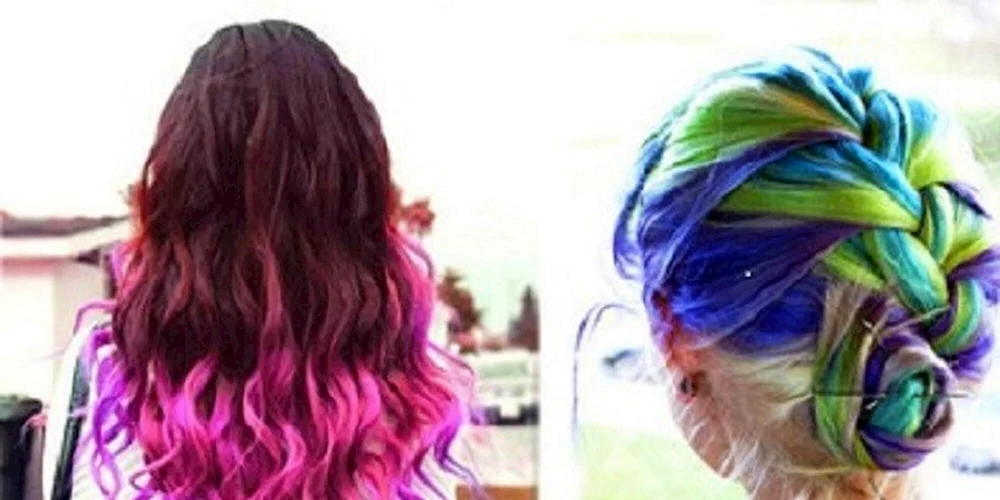 Haare mit gefärbten Strähnen