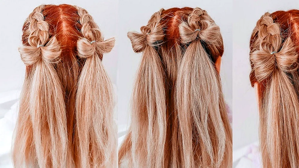 Schleifenfrisuren für lange Haare für Mädchen