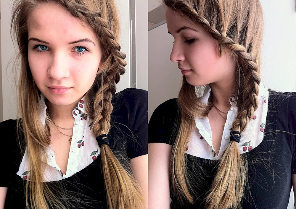 Flechtfrisur mit offenem Haar