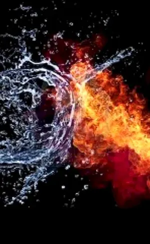 Konfrontation von Feuer und Wasser