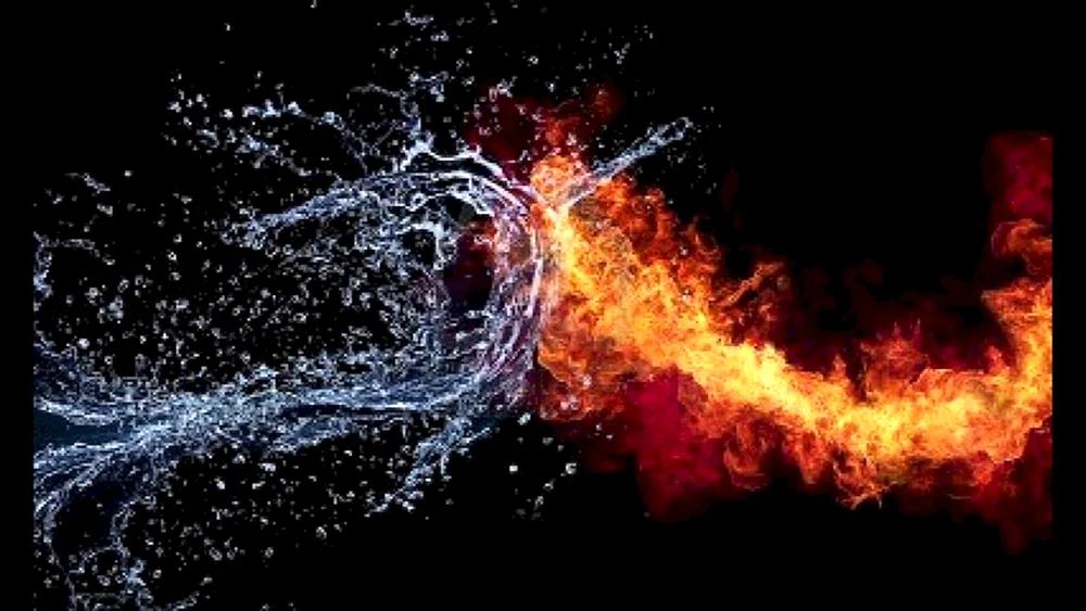 Konfrontation von Feuer und Wasser