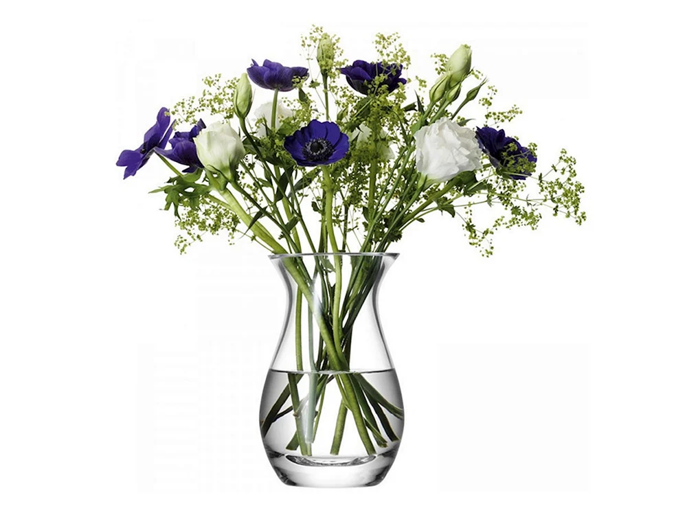 Transparente Vase mit Blumen