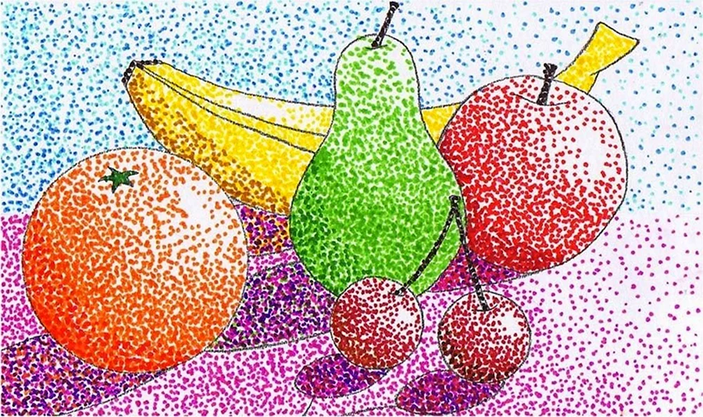 Pointillismus Technik mit Wattestäbchen