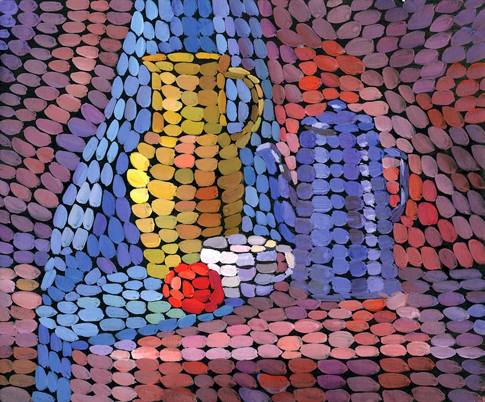 Pointhilismus mit Wattestäbchen. Pointillismus