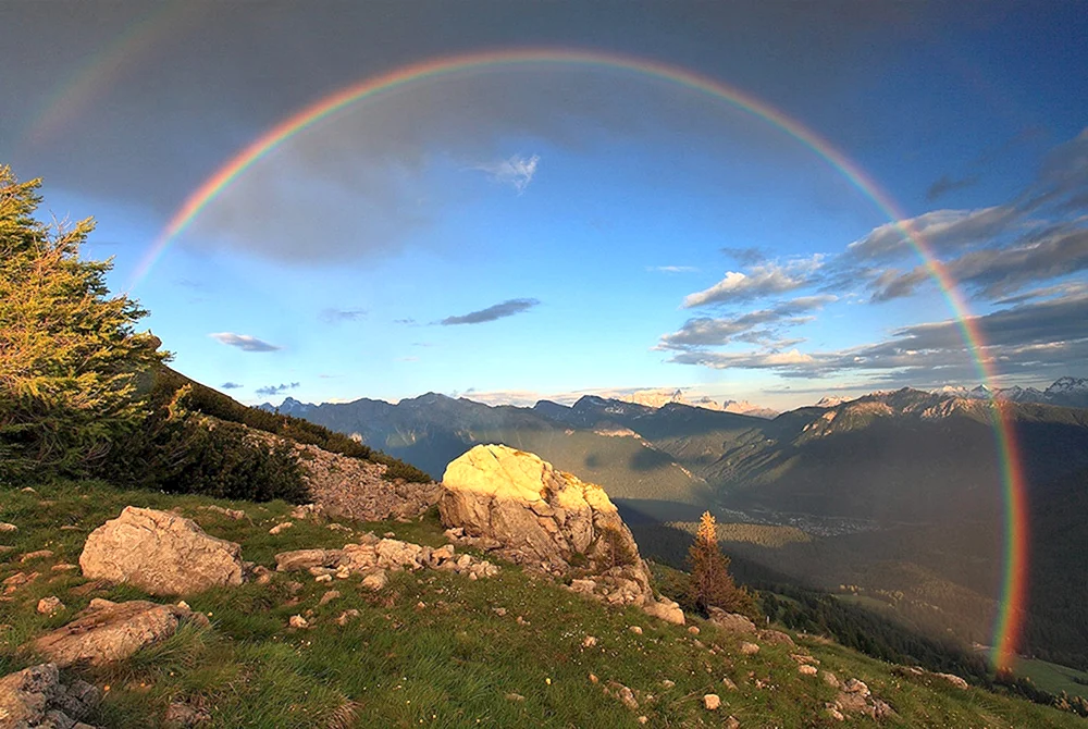 Regenbogenlandschaft mit Regenbogen Robert Duncanson