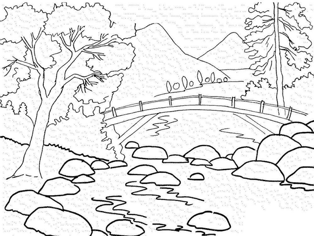 Herbstlandschaft ausmalen für Kinder