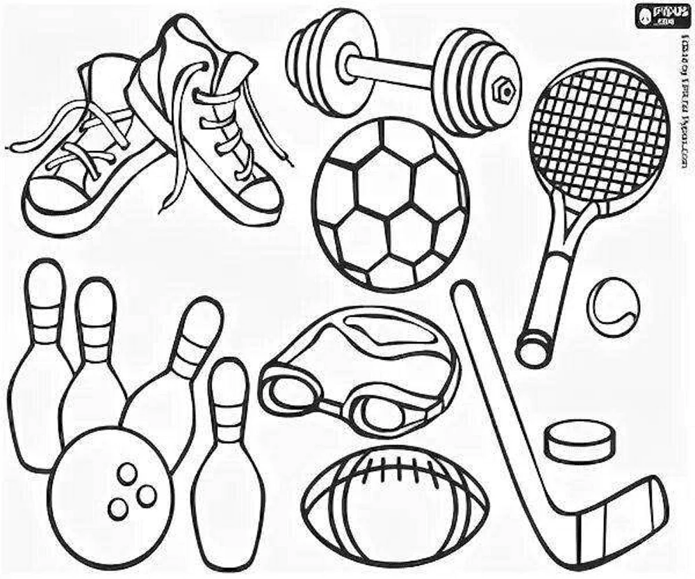 Sportgeräte ausmalen