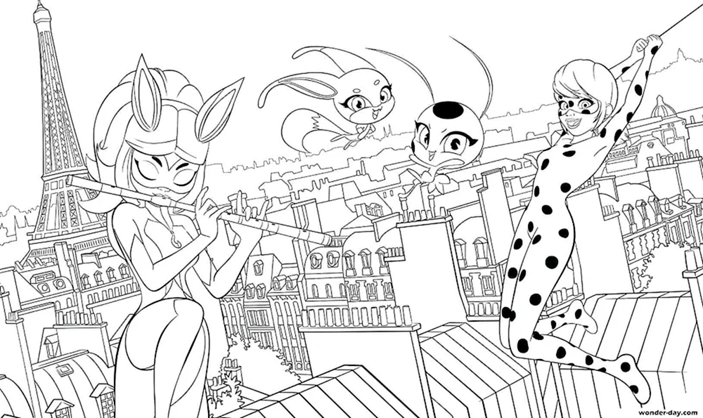 Malerei Lady Bug und Super Cat