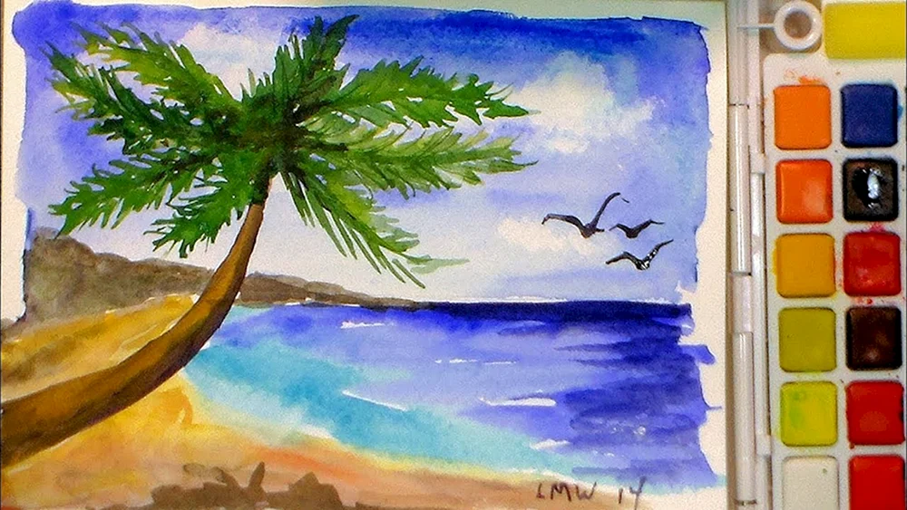 Einfache Gouache-Bilder
