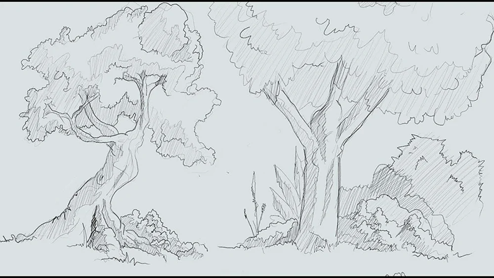 Baum zeichnen zum Zeichnen eines Waldes