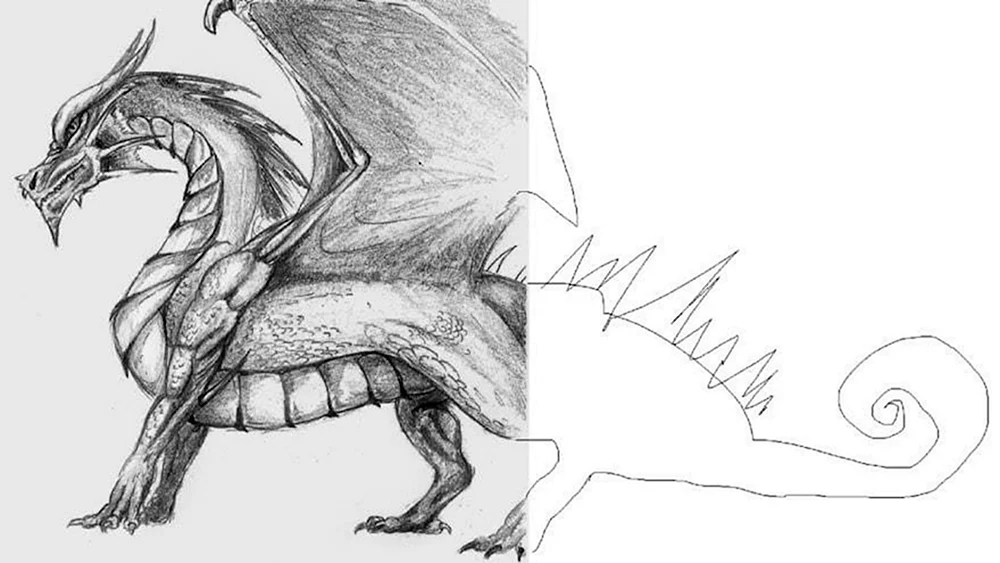 Drachen Bleistiftzeichnung