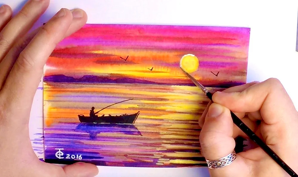 Gouache-Zeichnungen einfach und schön