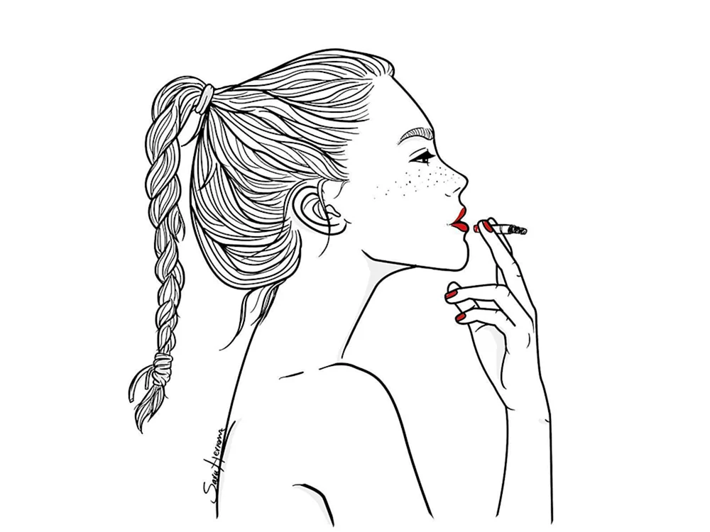 Mädchenzeichnung mit Bleistift