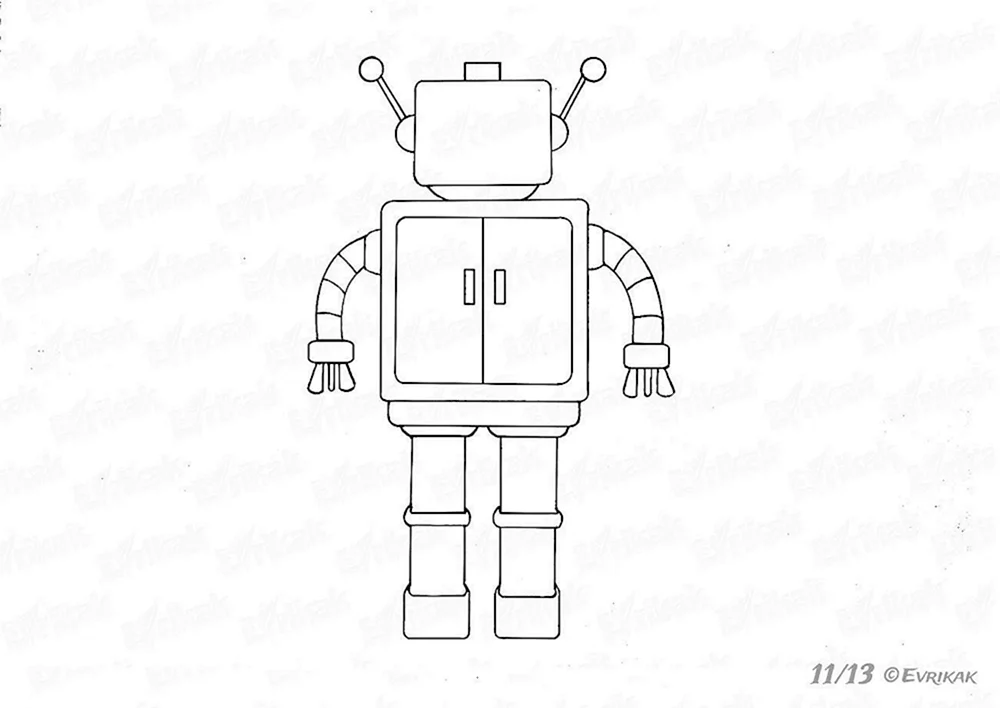 Roboter Bleistiftzeichnung