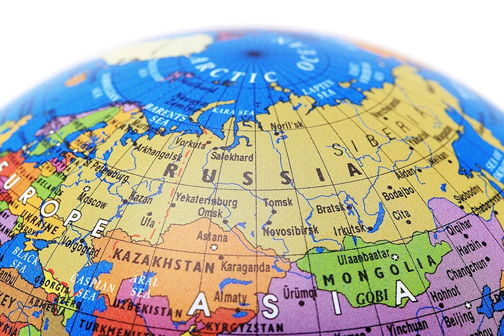 Russland auf dem Globus